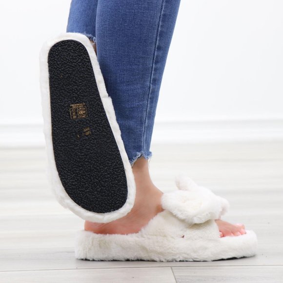 Plush Bow Tie Fuzzy Non-Slip Slipper - Picture 4 of 15